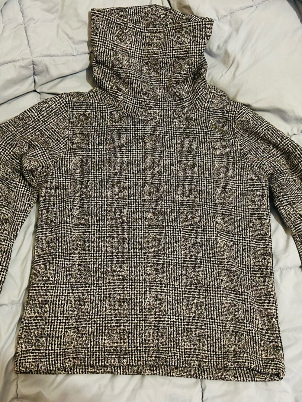 J. Crew Black & White Plaid Turtleneck Sweater